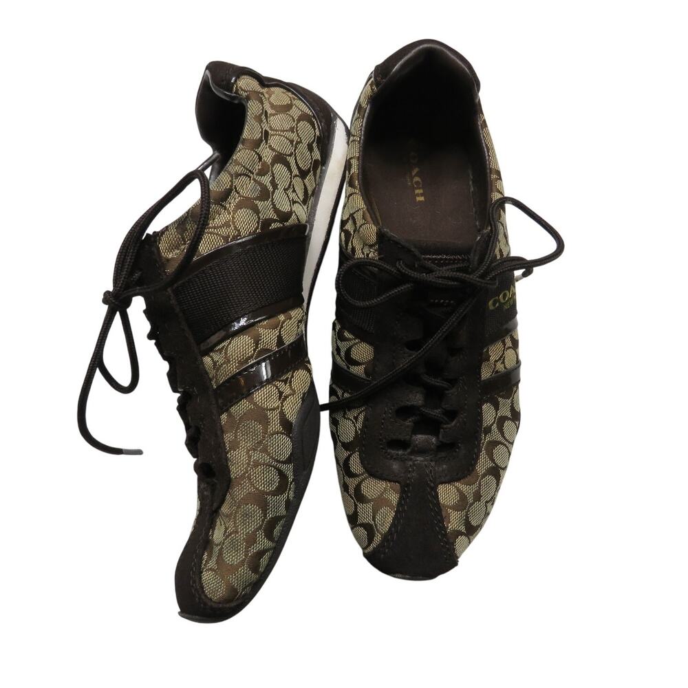 COACH Remonna Brown Monogram Logo Sneakers Size 7.5